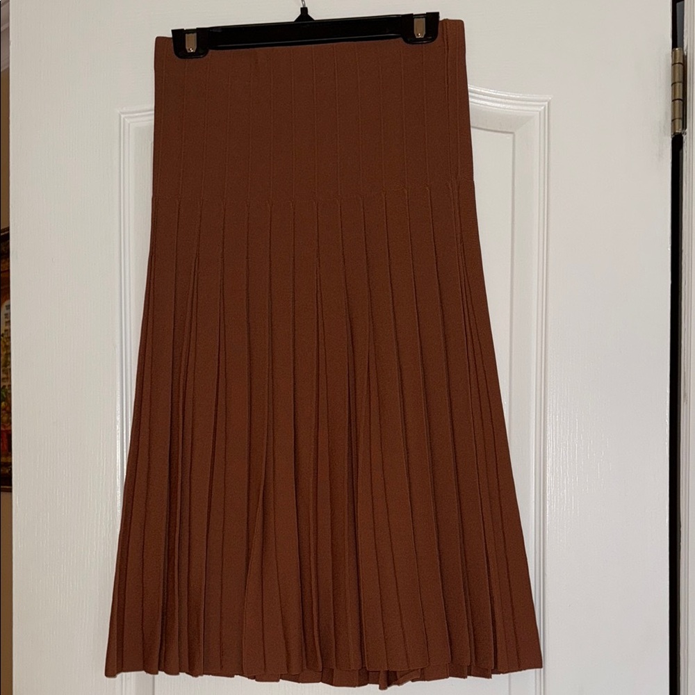 Elegant Brown Pleated Skirt